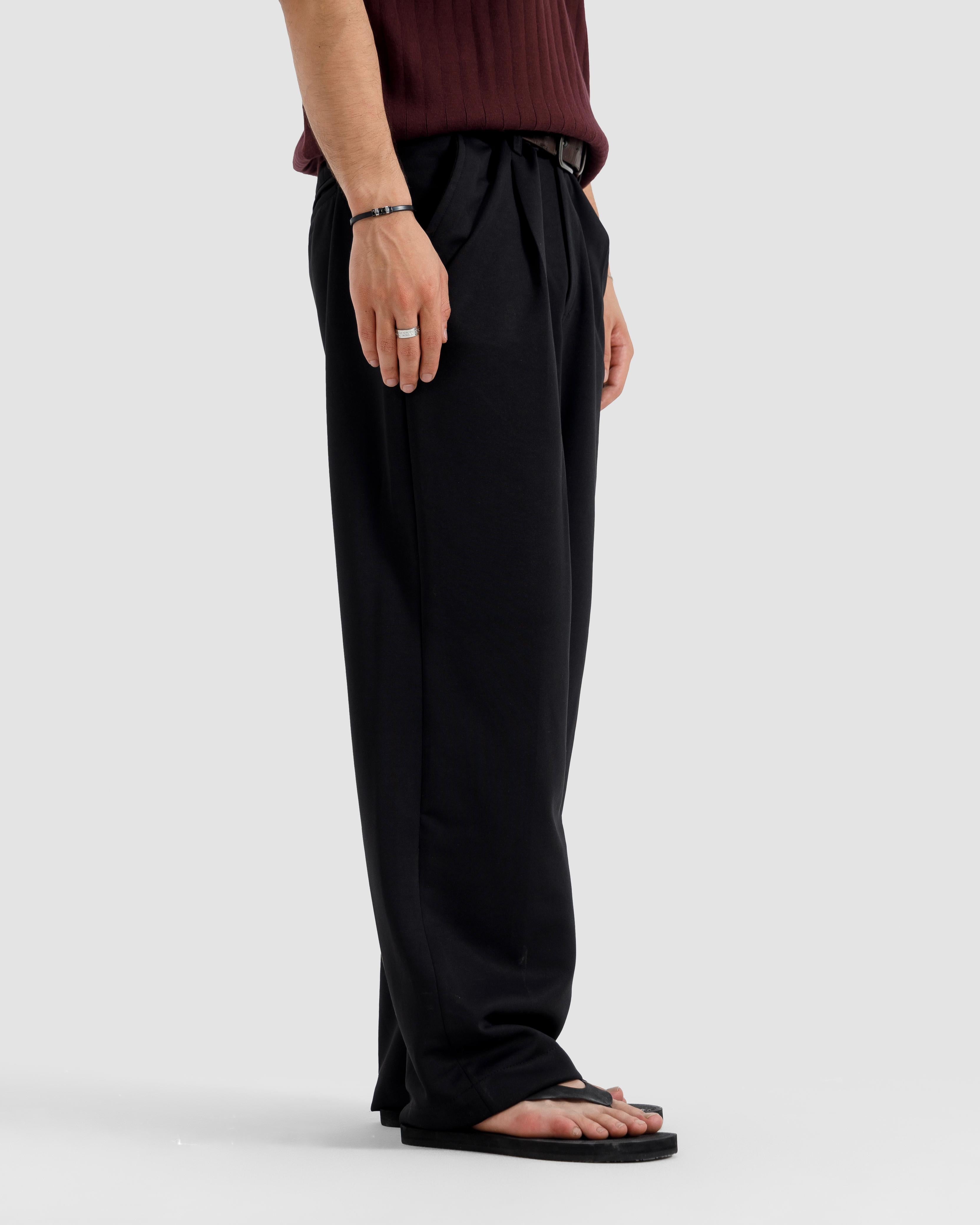 Straight Fit Tailored Pleated Pants