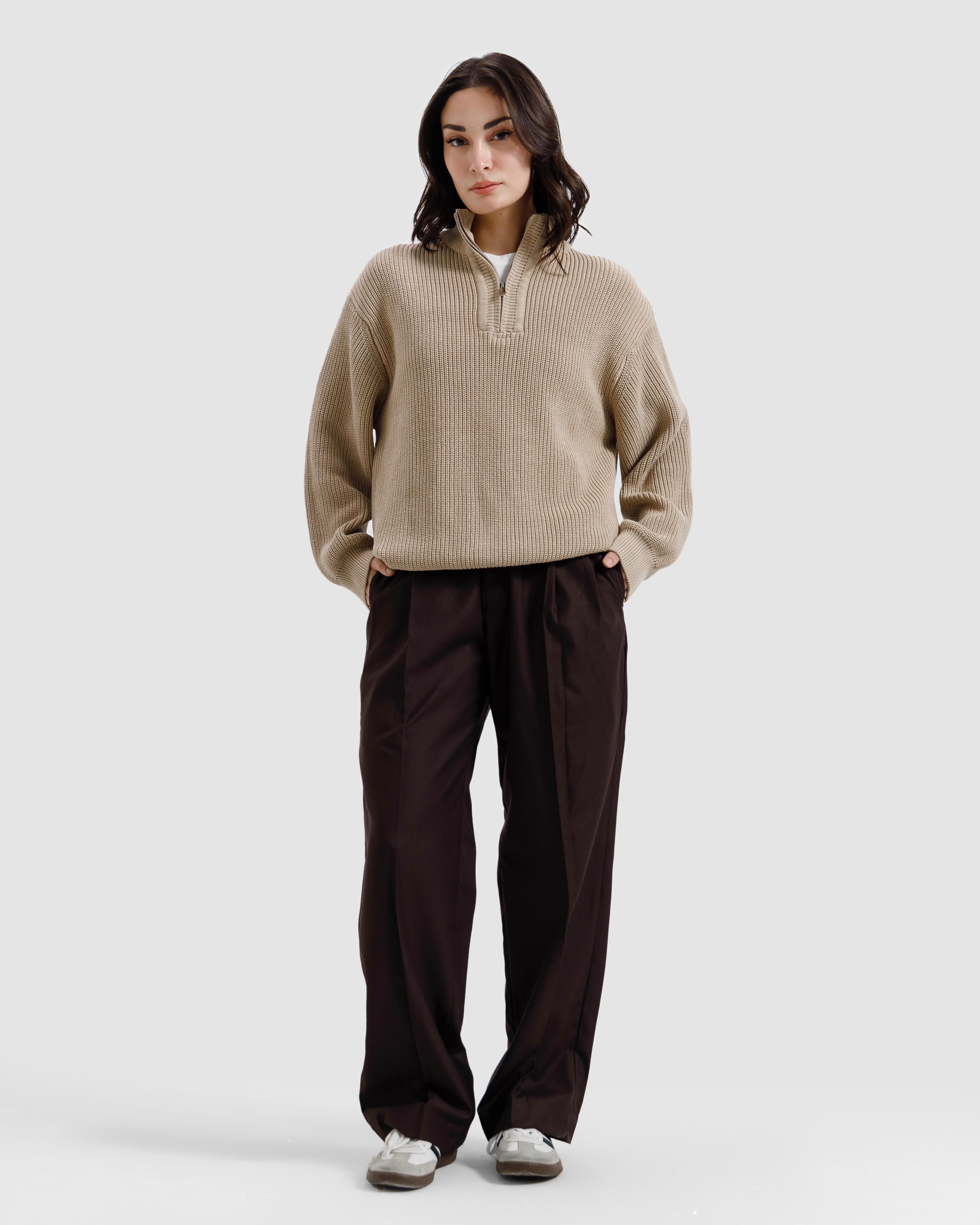 Knitted Quarter-Zip Sweater