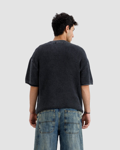 Relaxed Fit Washed Textured Knit Tshirt