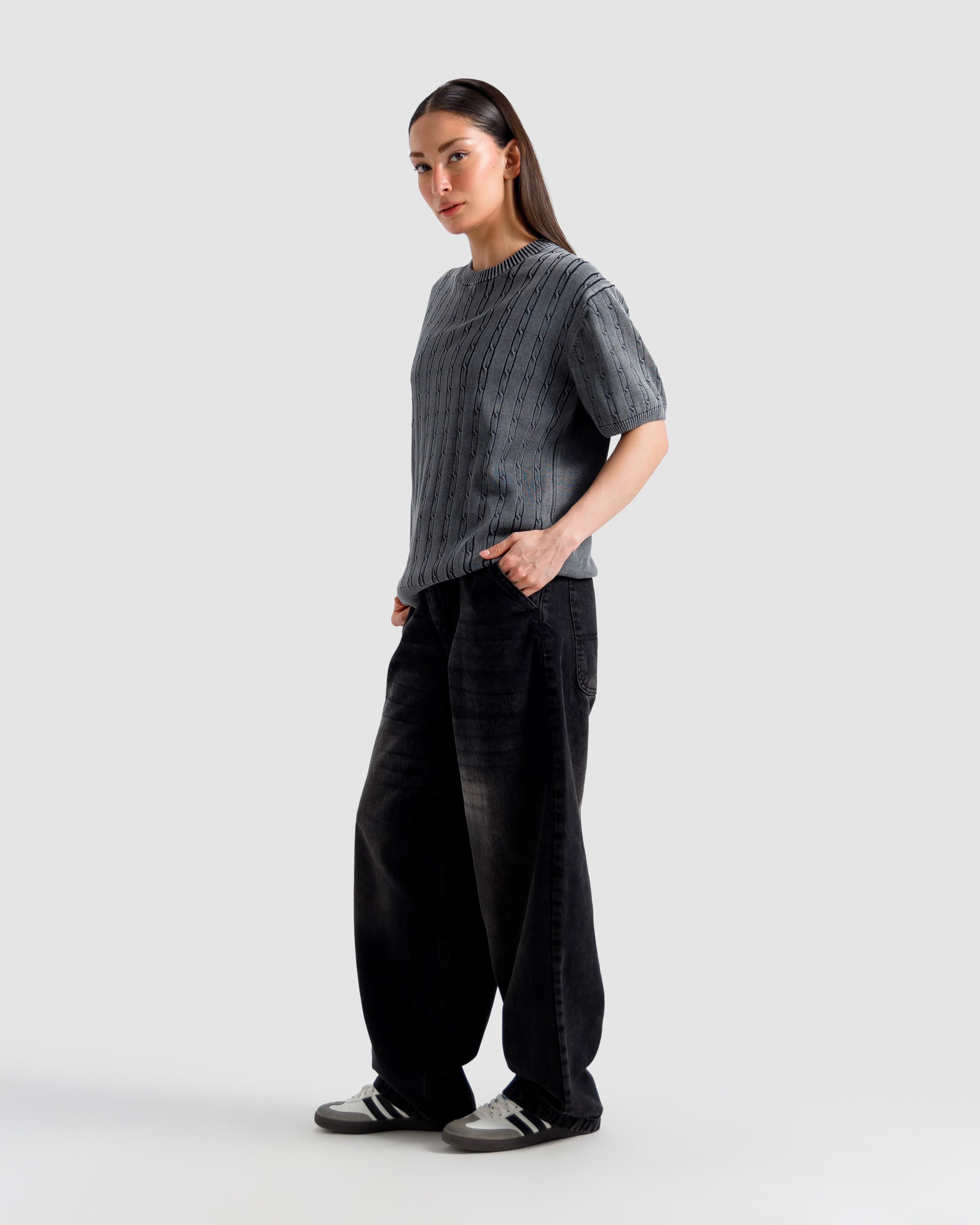 Washed Cable Knit Tshirt