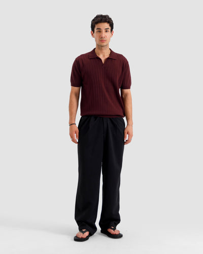 Vertical Textured Knit Polo