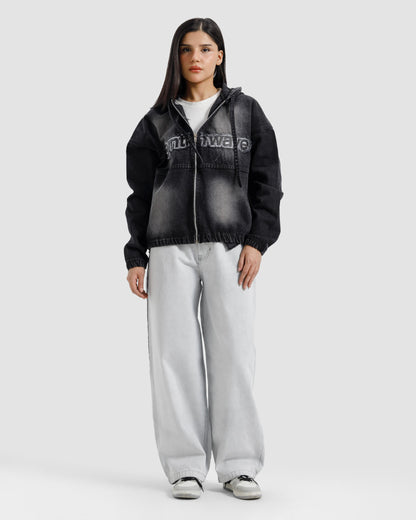 Washed Hooded Denim Jacket