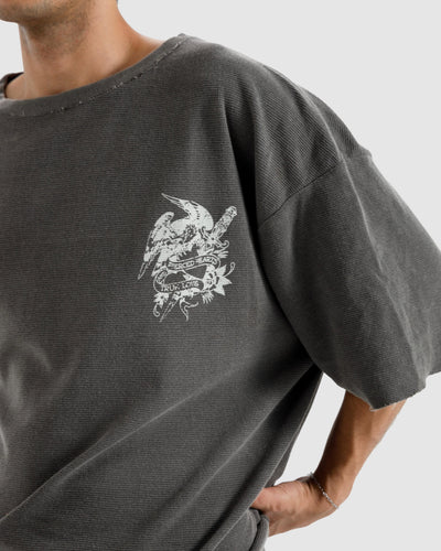 Washed Knit Pierced Hearts Tshirt