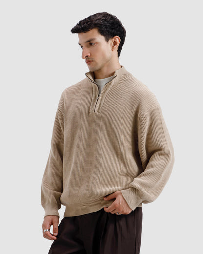 Knitted Quarter-Zip Sweater