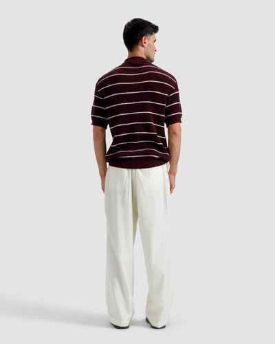 Striped Textured Knit Polo
