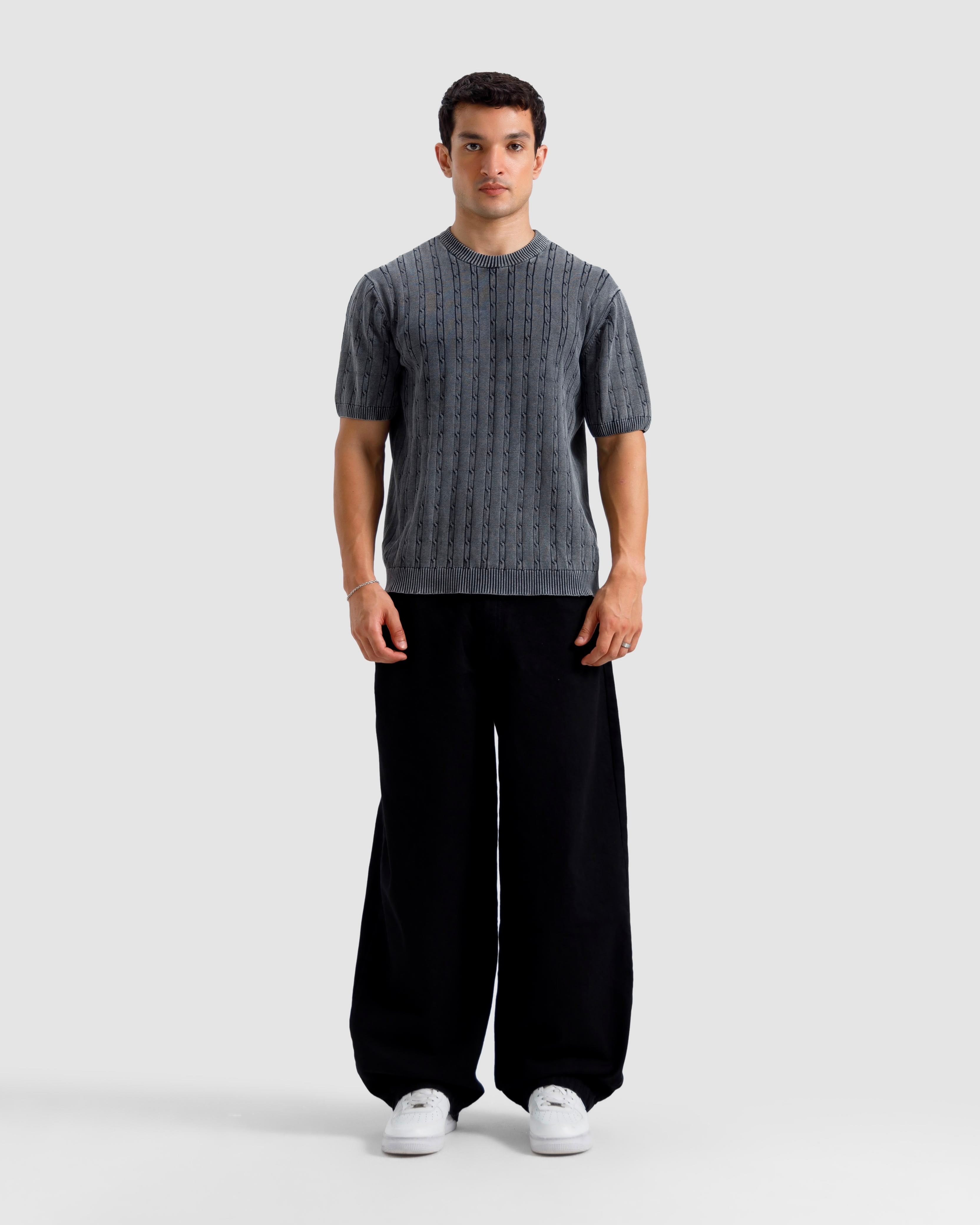 Washed Cable Knit Tshirt