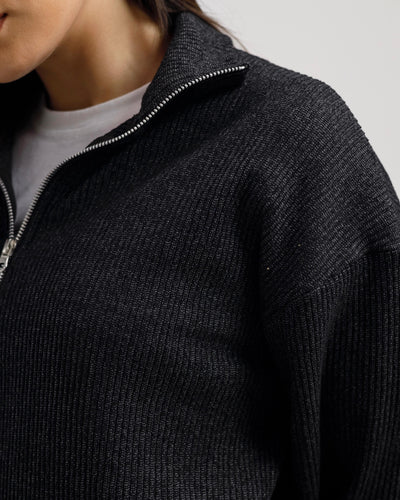 Mock Neck Quarter-Zip Sweater