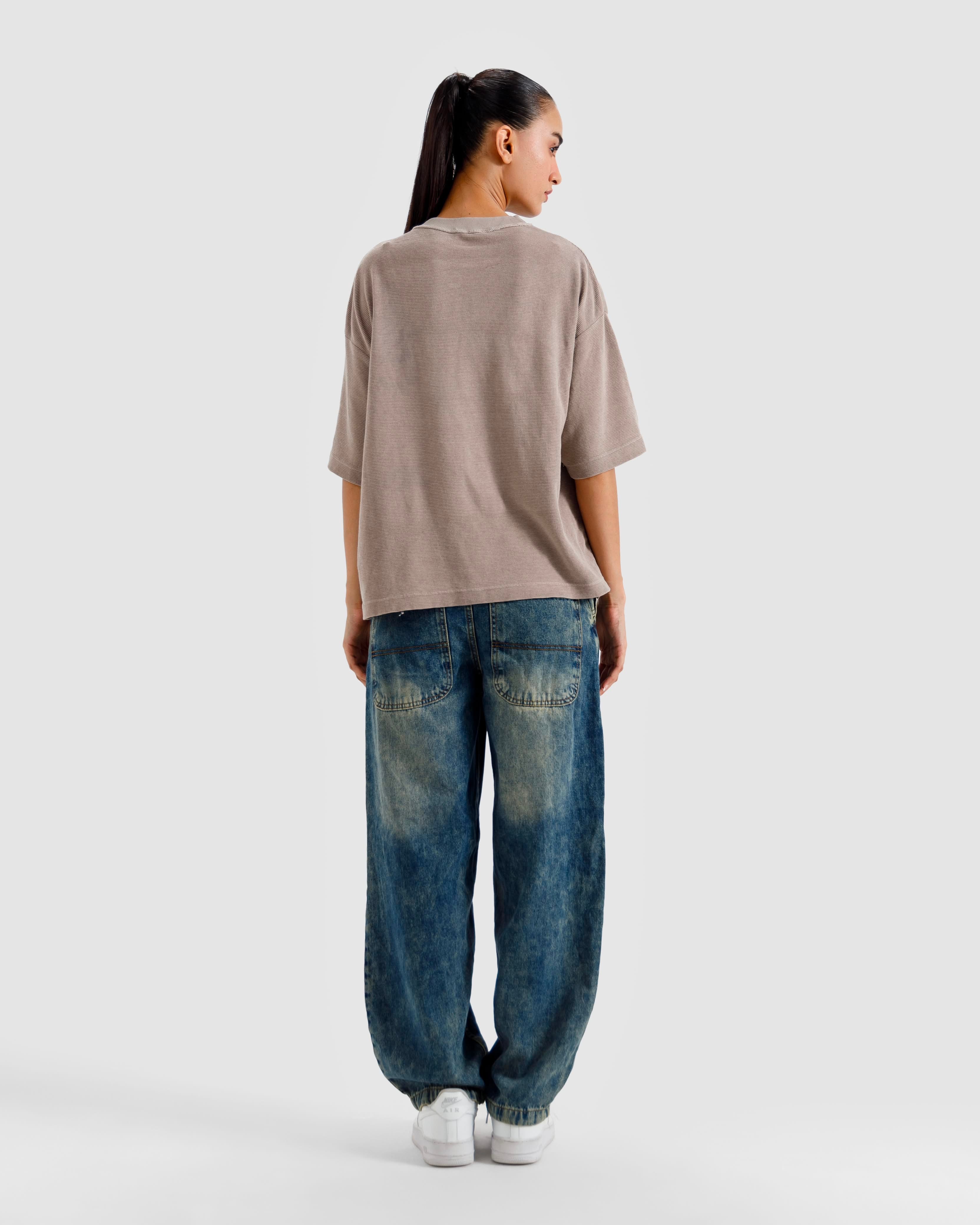 Washed Print Knit Tshirt