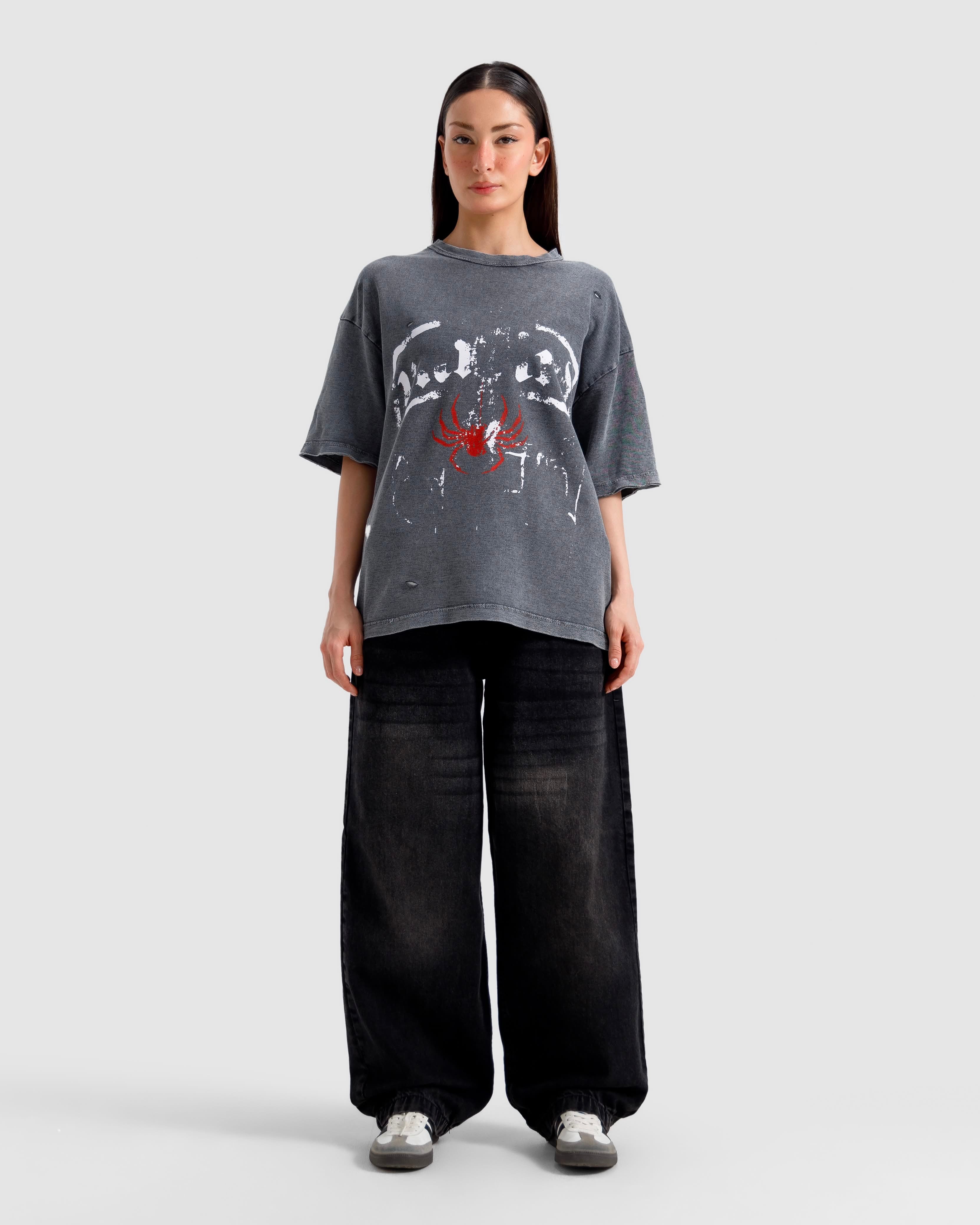 Washed Print Knit Tshirt