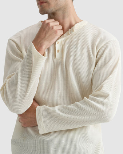 Waffle-Knit Henley Tshirt
