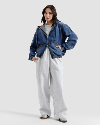 Washed Hooded Denim Jacket