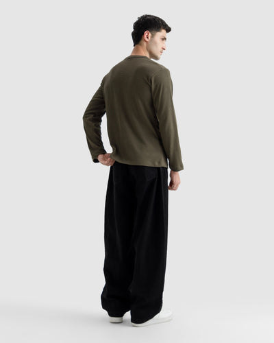 Waffle-Knit Henley Tshirt