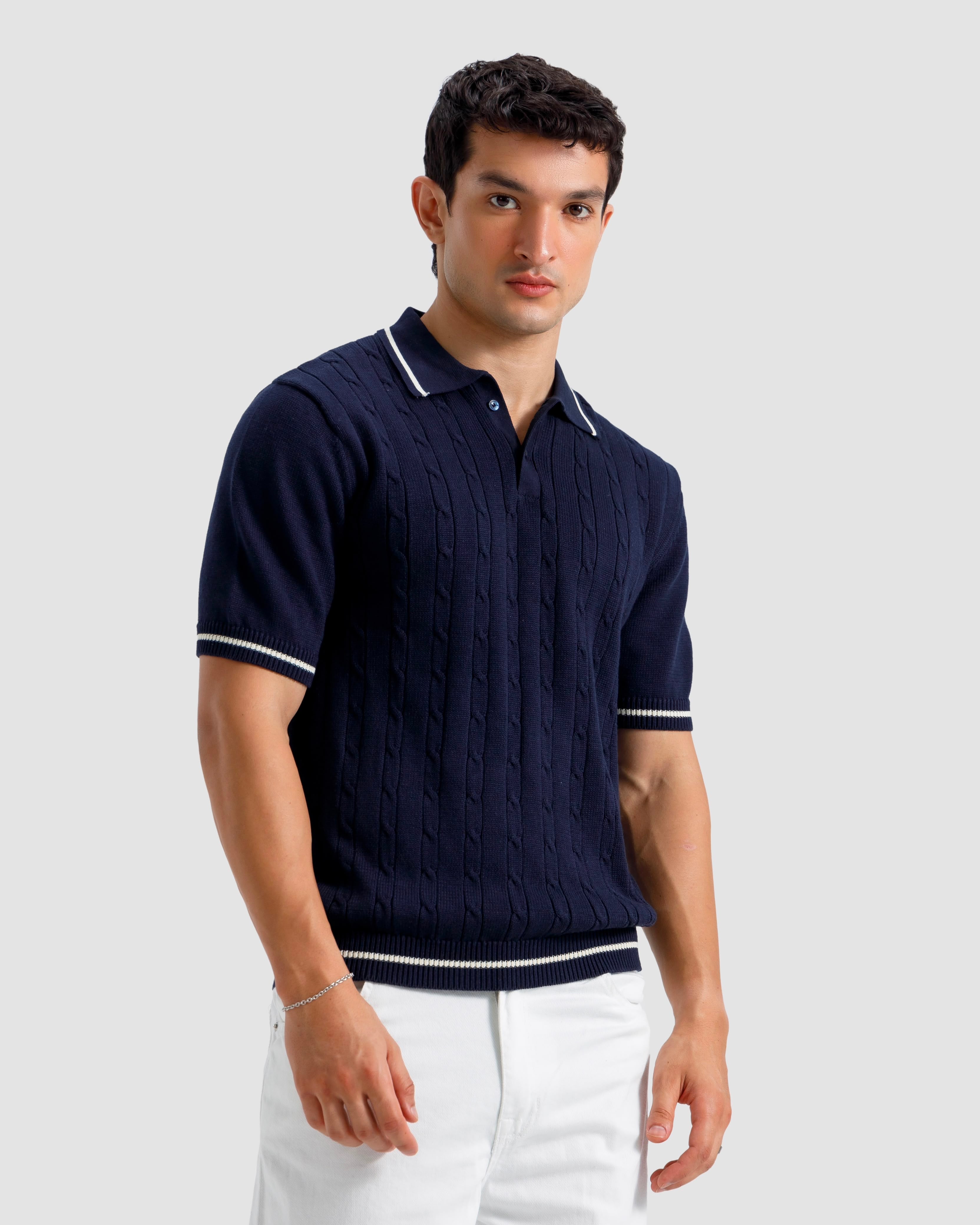 Cable Knit Polo