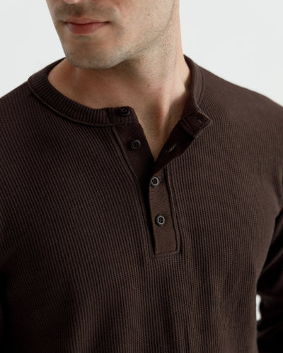 Waffle-Knit Henley Tshirt