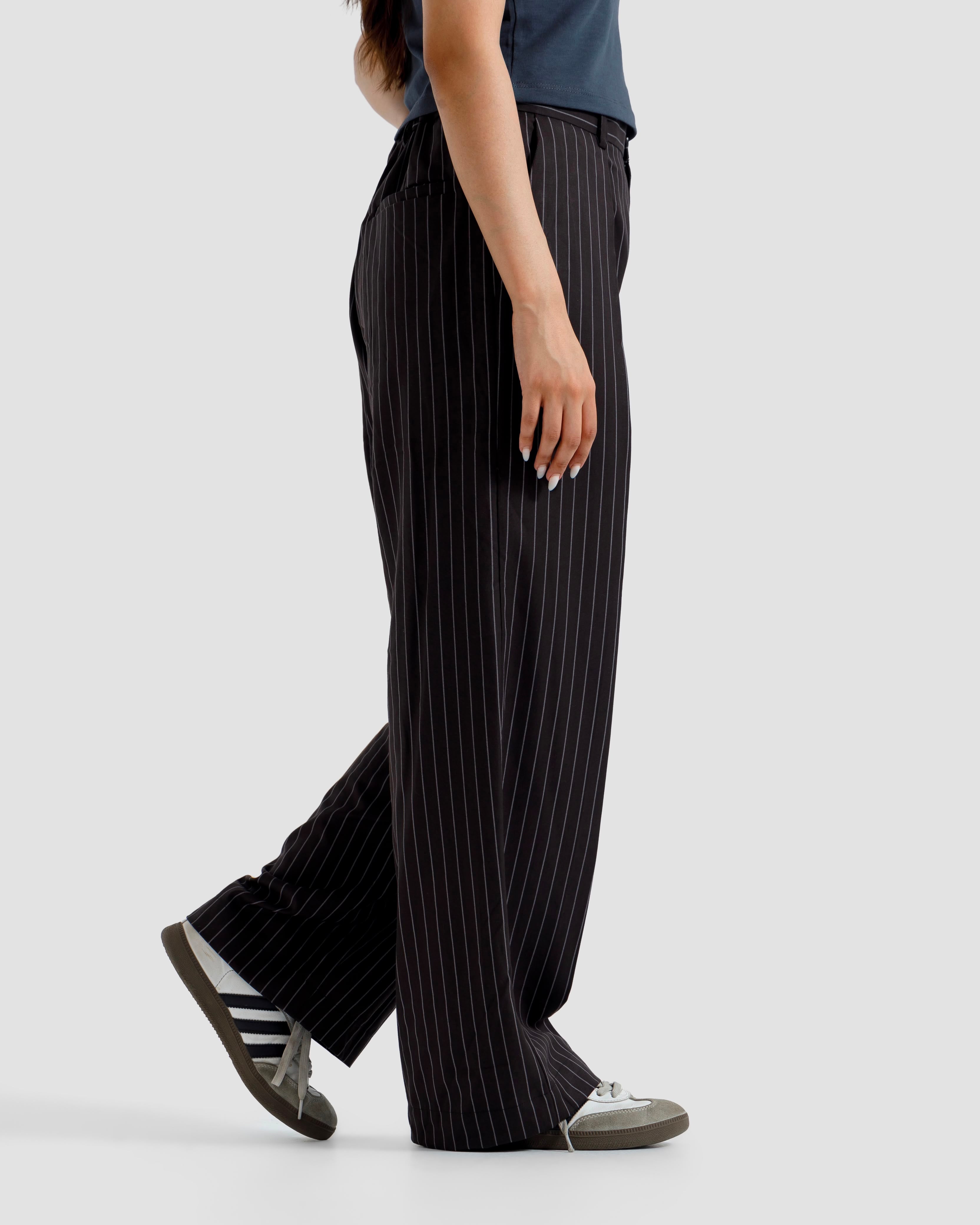 Tailored Pinstriped Pleated Pants