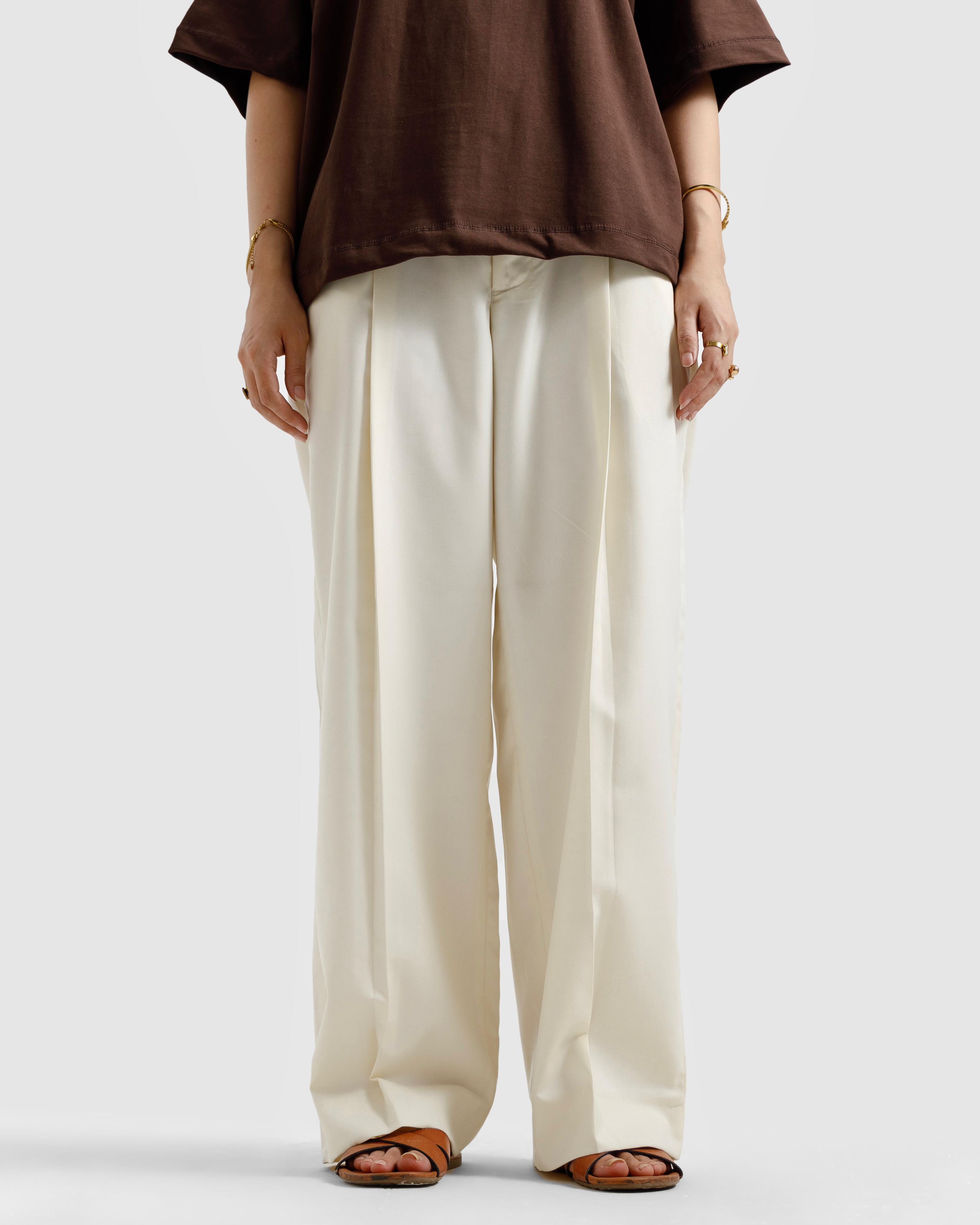 Tailored Wide Leg Pleated Pants