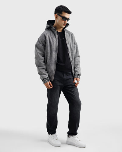 Washed Wind Breaker Denim Jacket