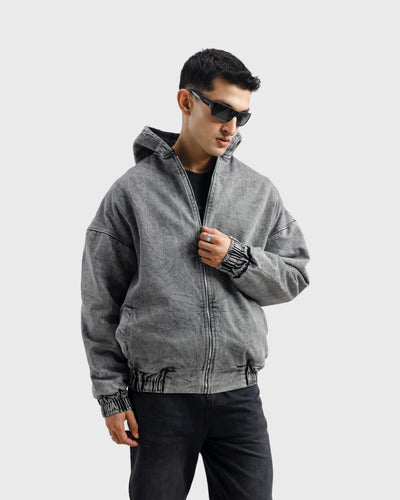 Washed Wind Breaker Denim Jacket