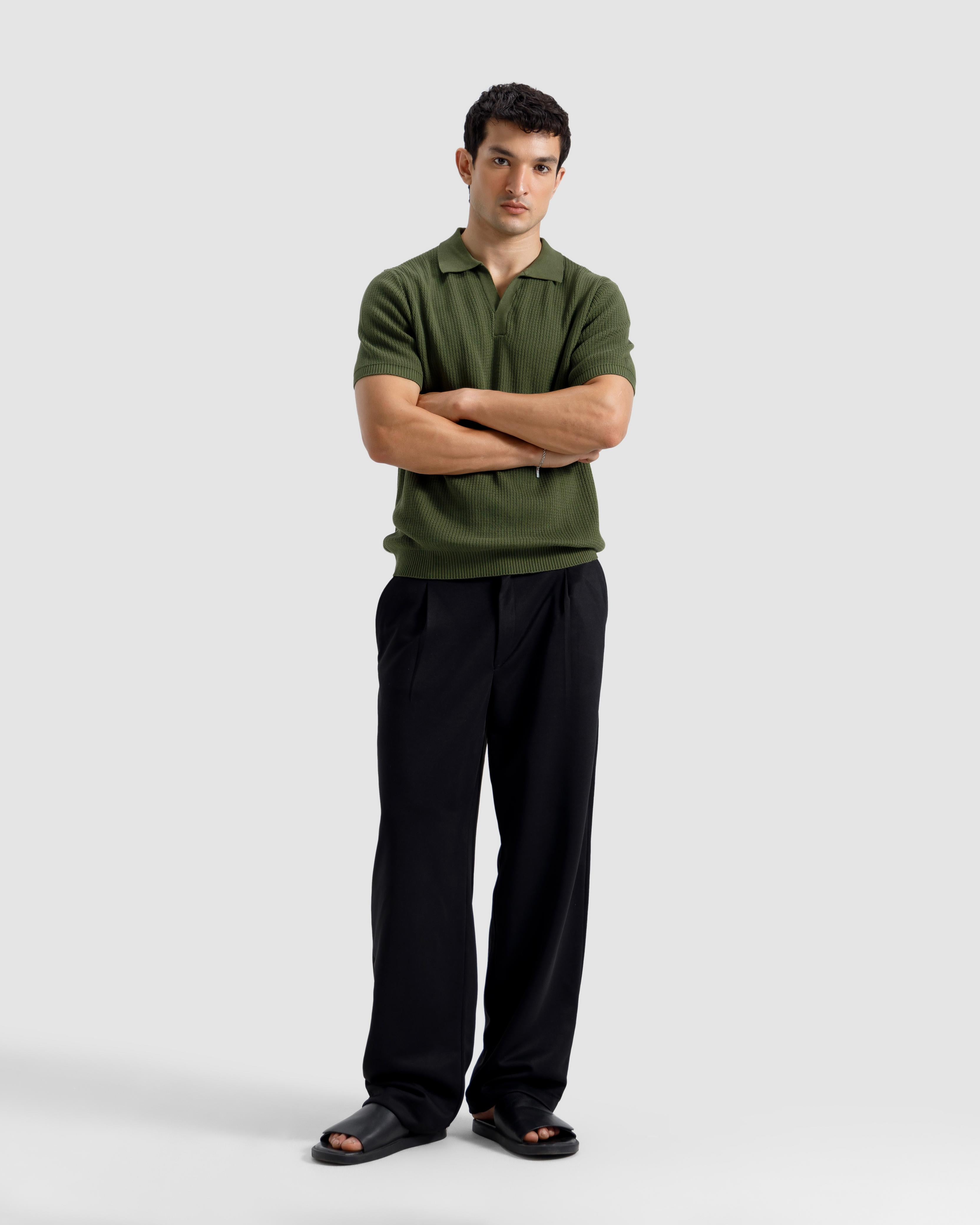 Textured Knit Polo