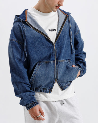 Washed Hooded Denim Jacket