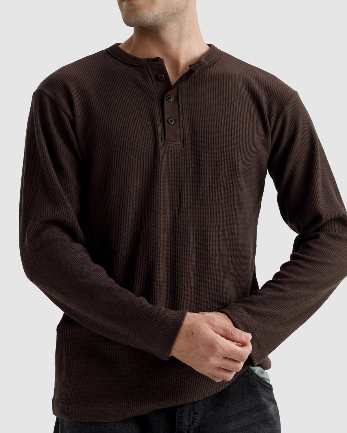 Waffle-Knit Henley Tshirt
