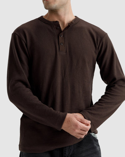 Waffle-Knit Henley Tshirt