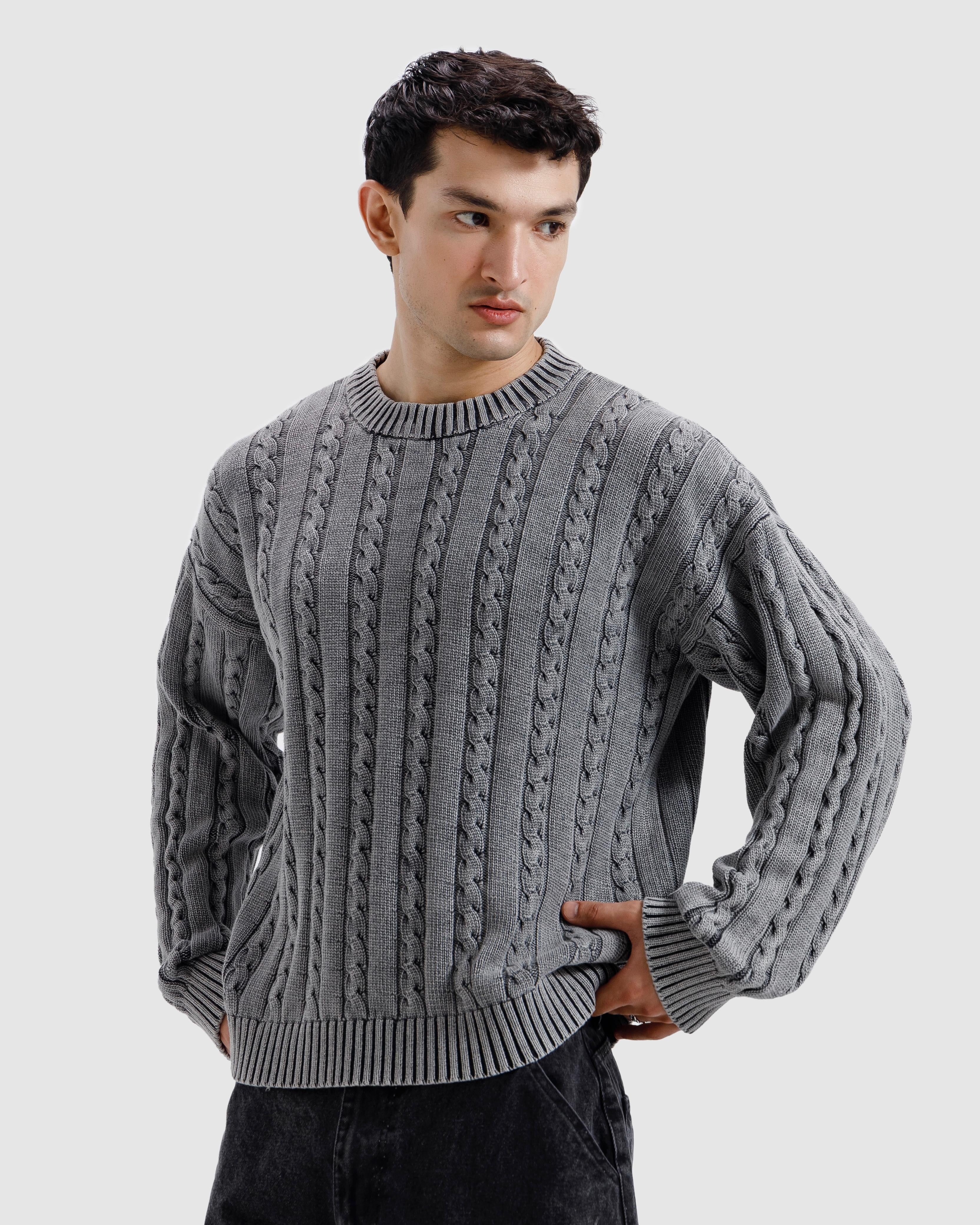 Washed Cable Knit Sweater