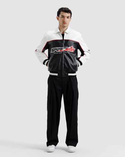 Faux Leather Racer Jacket