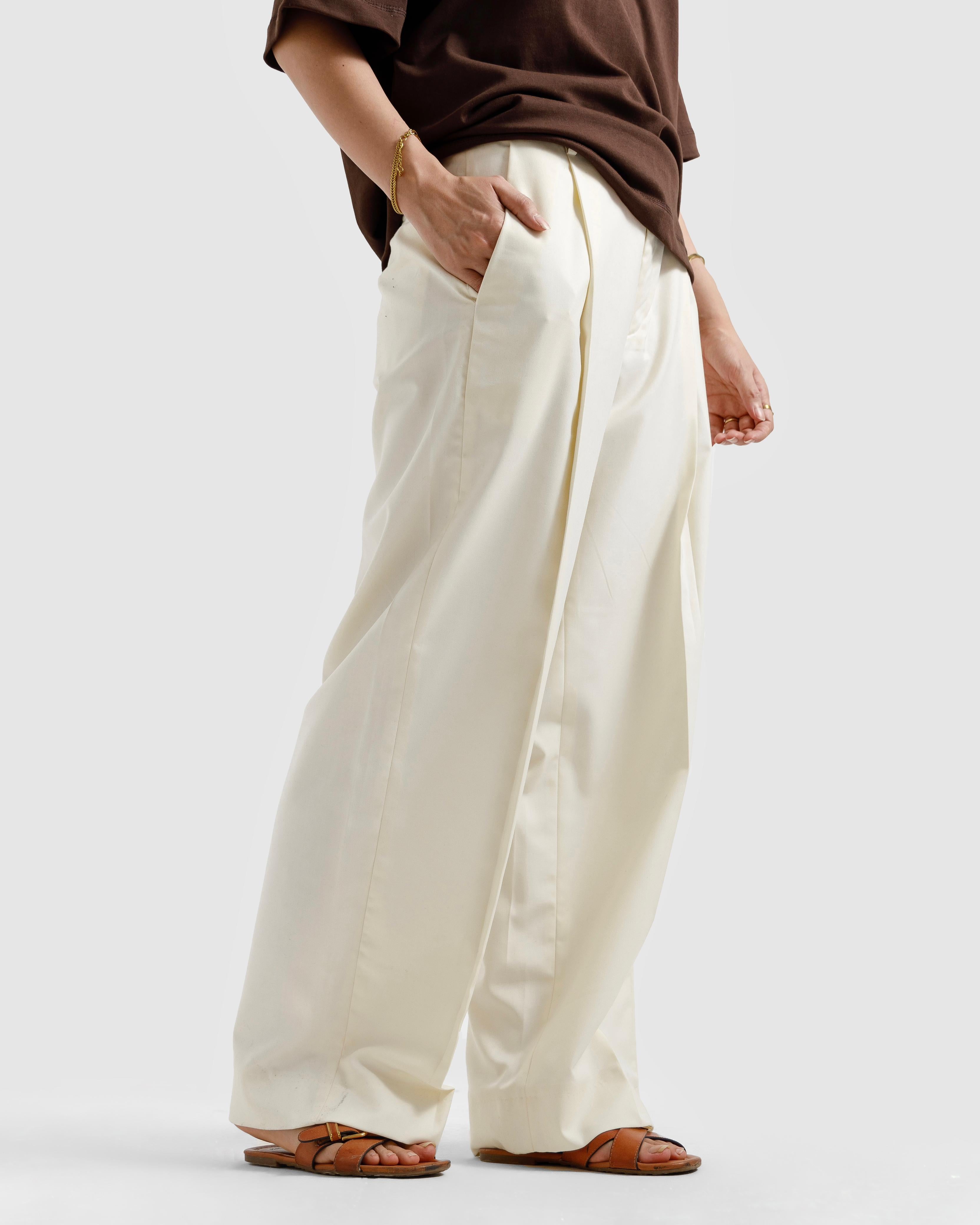 Tailored Wide Leg Pleated Pants