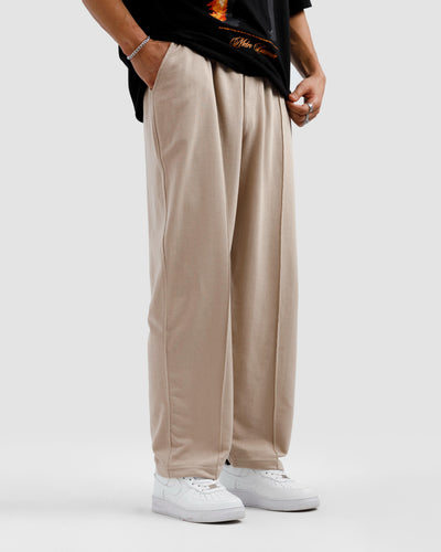 Taupe Pleated Essential Trousers