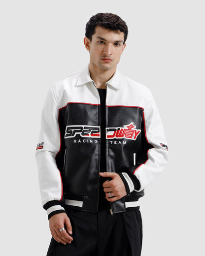 Faux Leather Racer Jacket