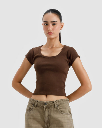 Scoop Neck Rib Tshirt