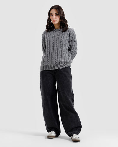 Washed Cable Knit Sweater