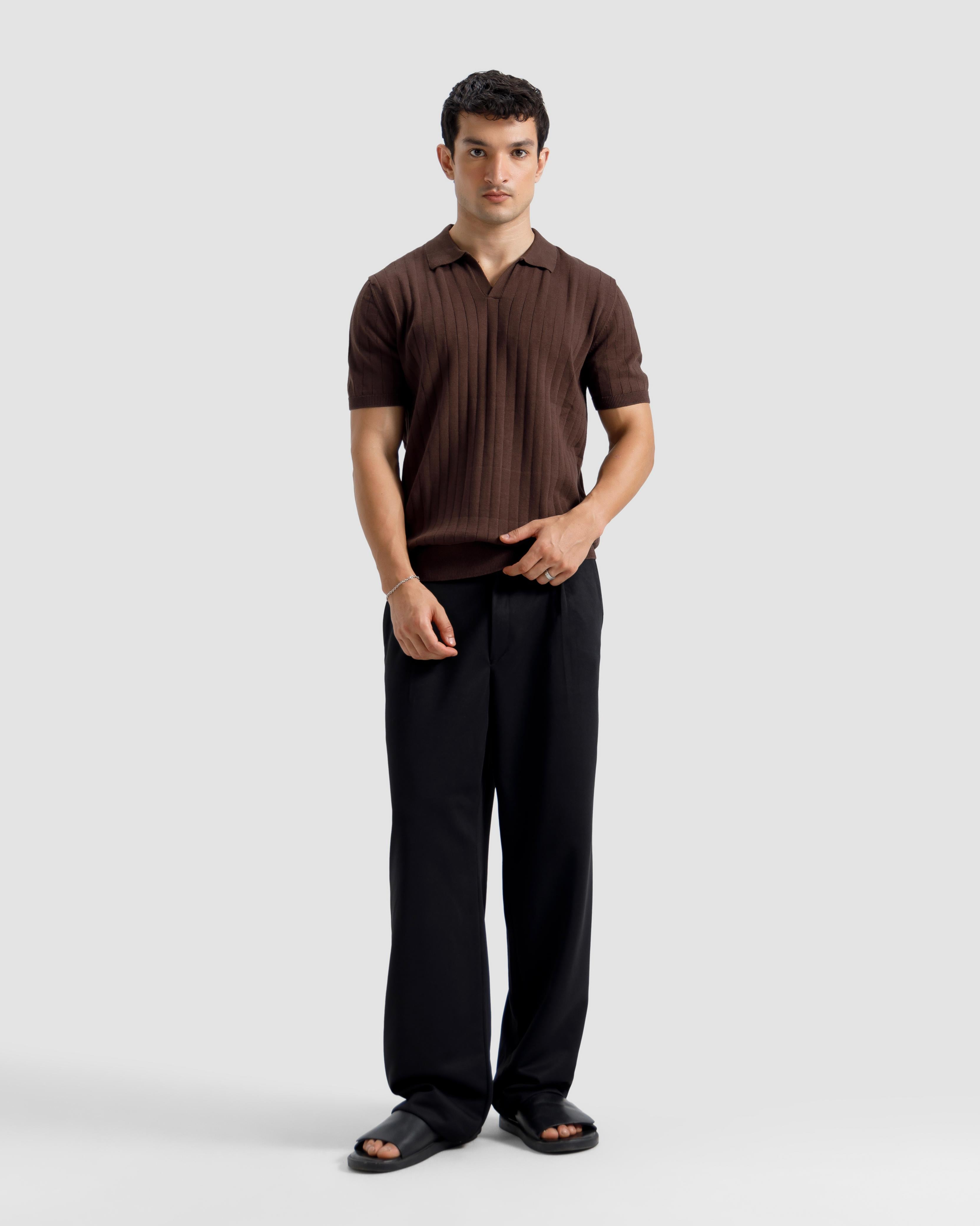 Vertical Textured Knit Polo