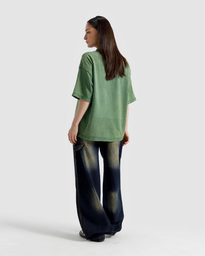 Washed Print Knit Tshirt