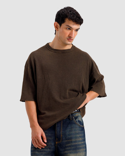 Washed Knit Shoulder Detail Essential Tshirt