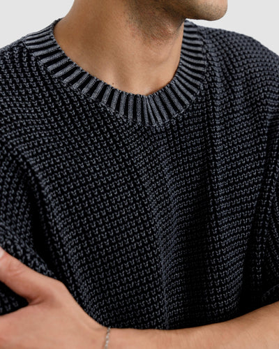 Relaxed Fit Washed Textured Knit Tshirt