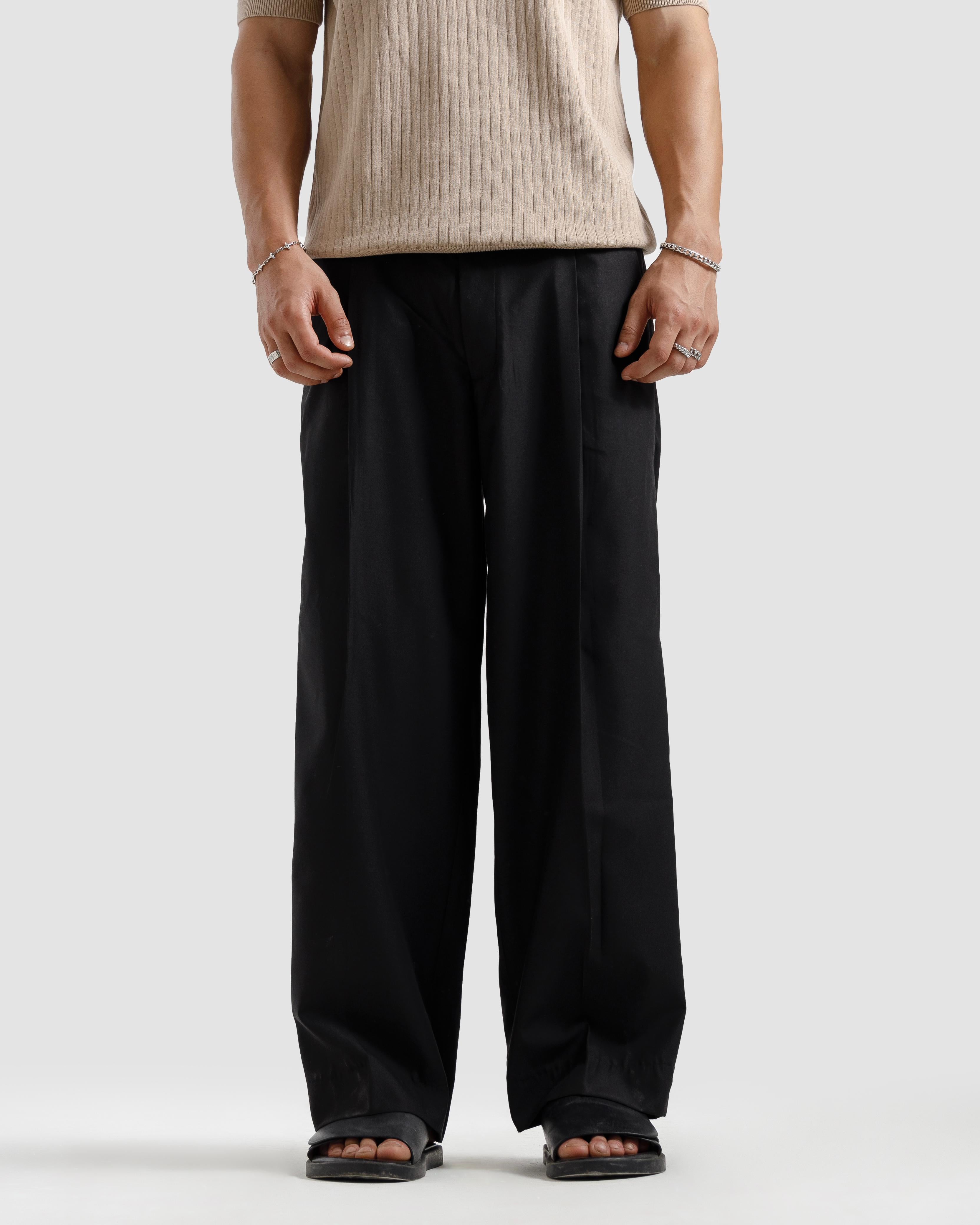Tailored Wide Leg Pleated Pants