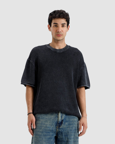 Relaxed Fit Washed Textured Knit Tshirt