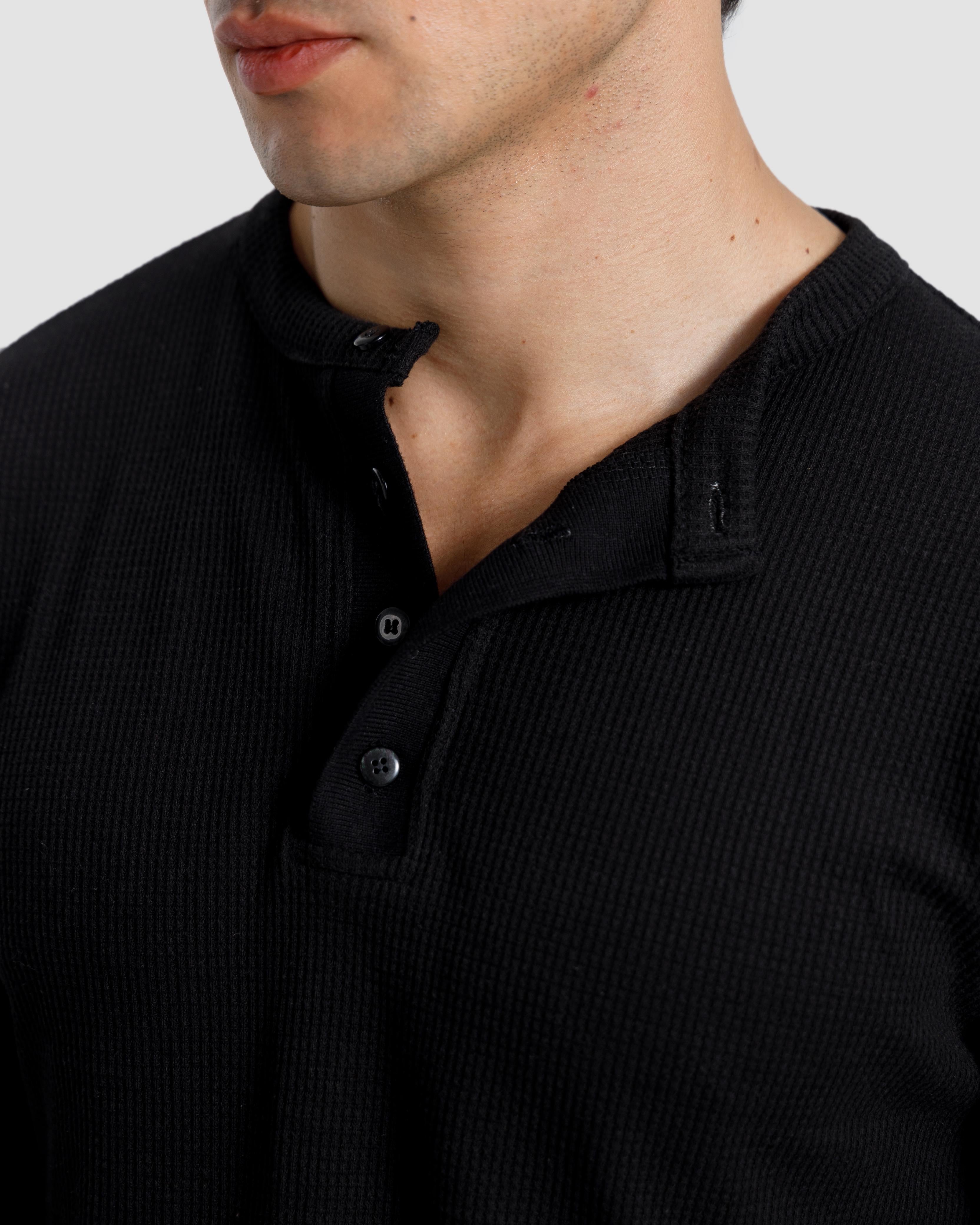 Waffle-Knit Henley Tshirt