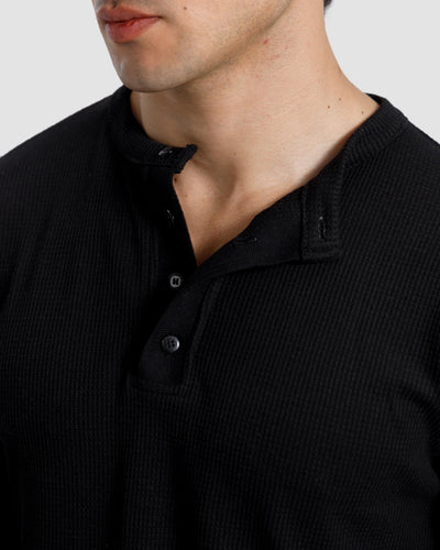 Waffle-Knit Henley Tshirt