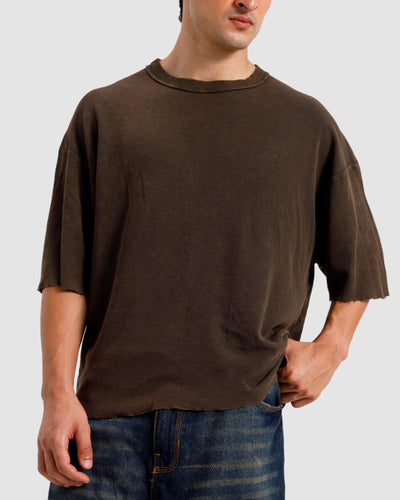 Washed Knit Shoulder Detail Essential Tshirt