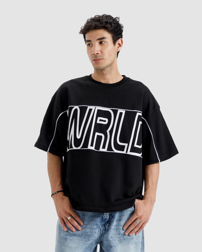Boxy Printed Piping Tshirt