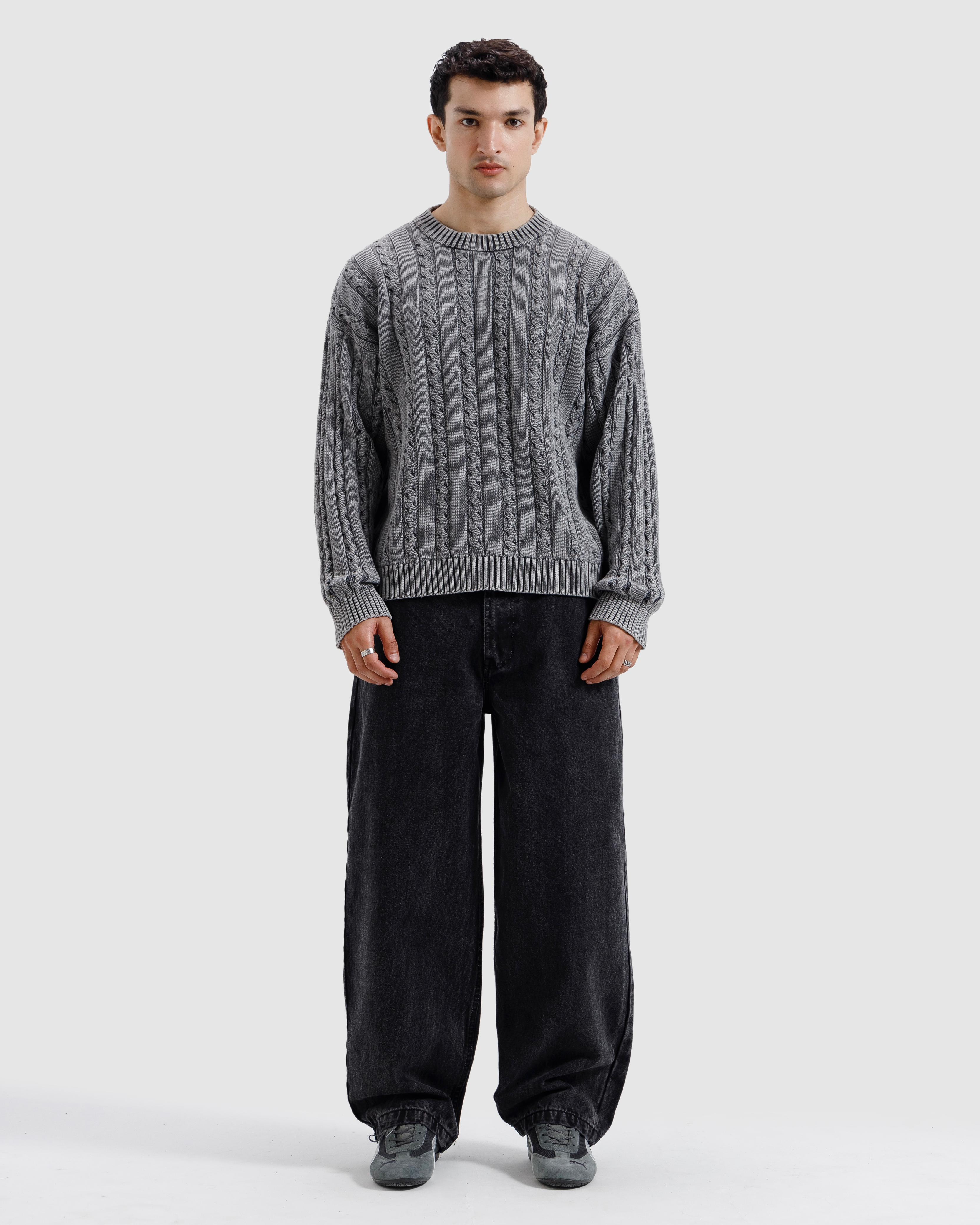 Washed Cable Knit Sweater