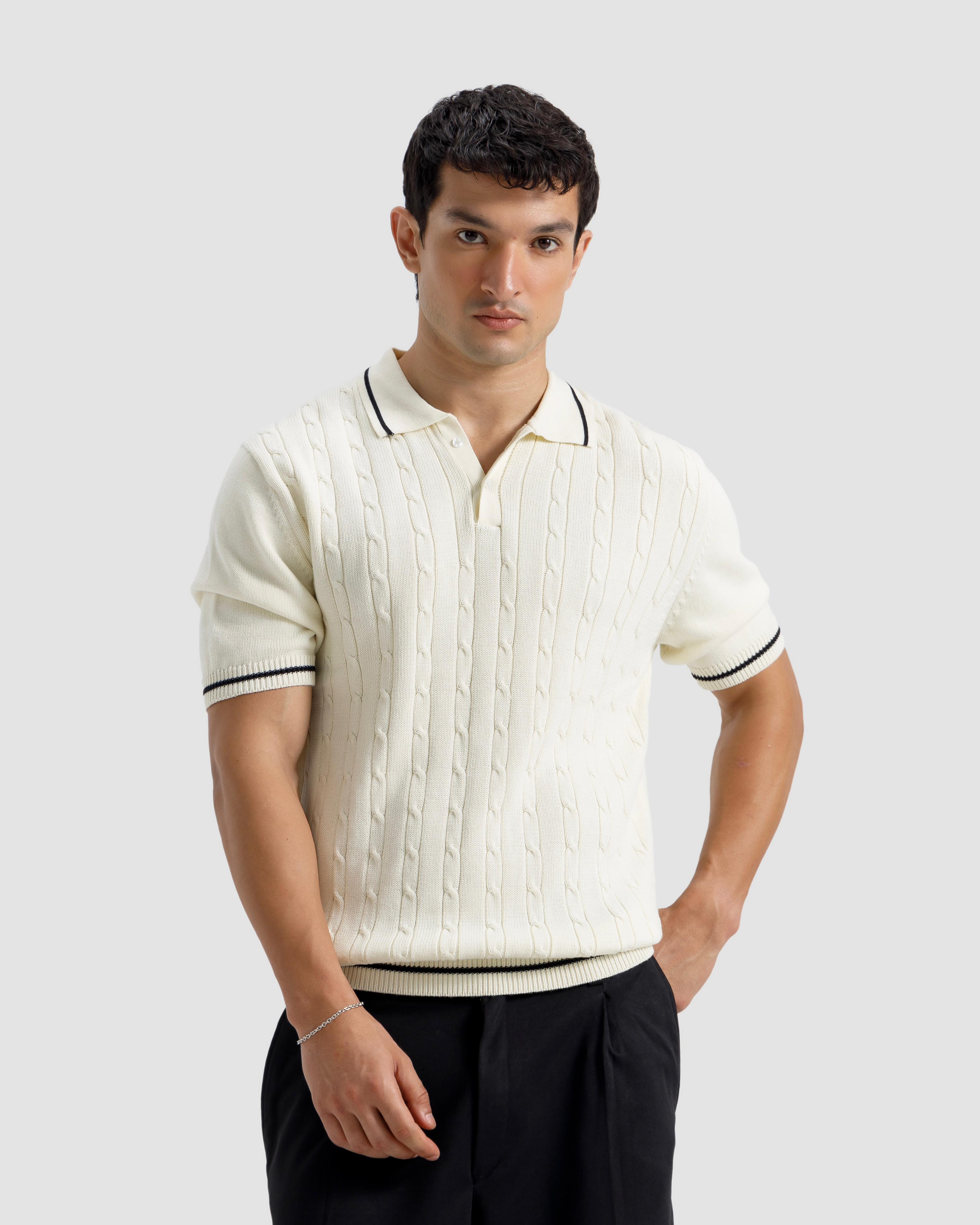 Cable Knit Polo