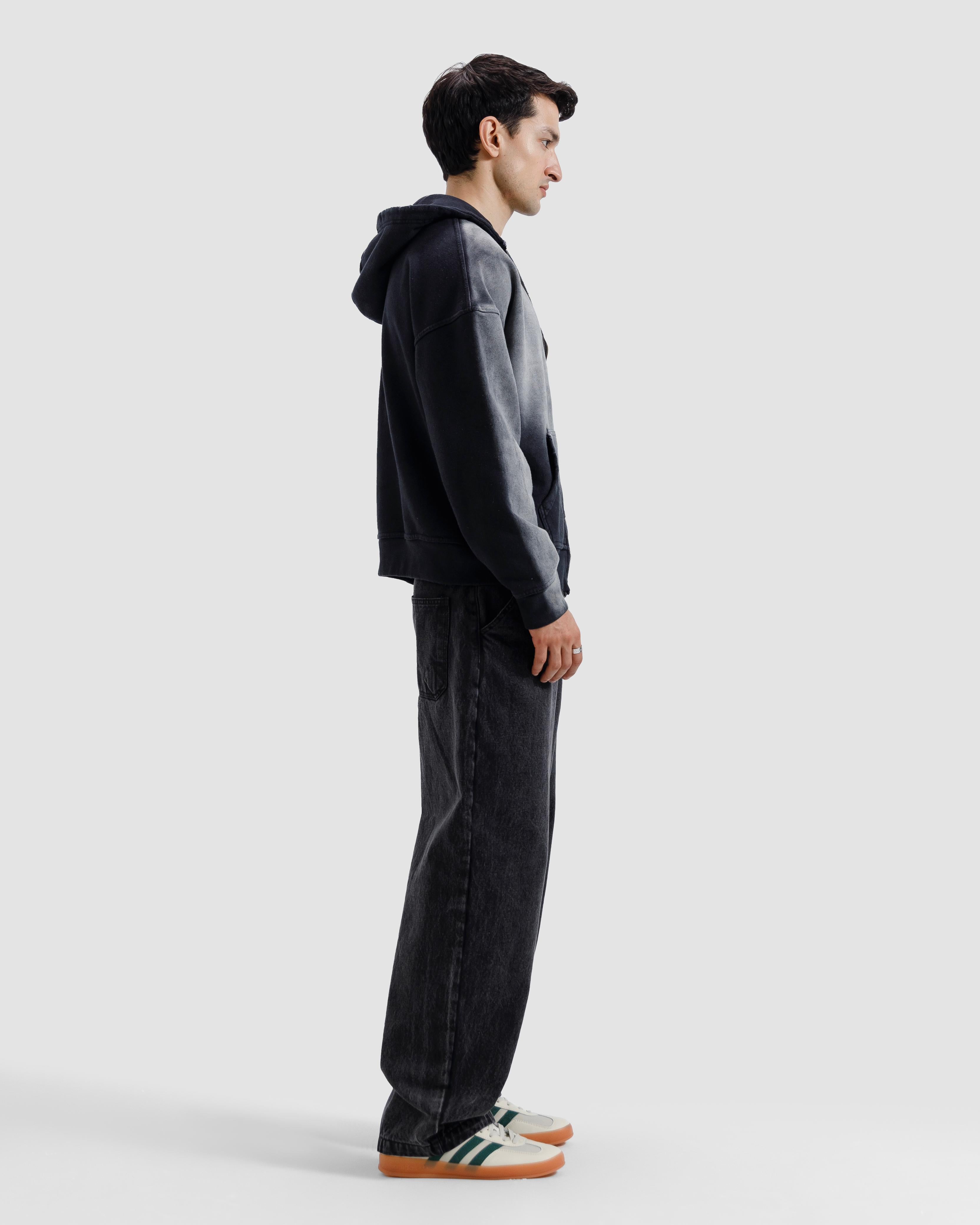 Faded Washed Zipper Hoodie