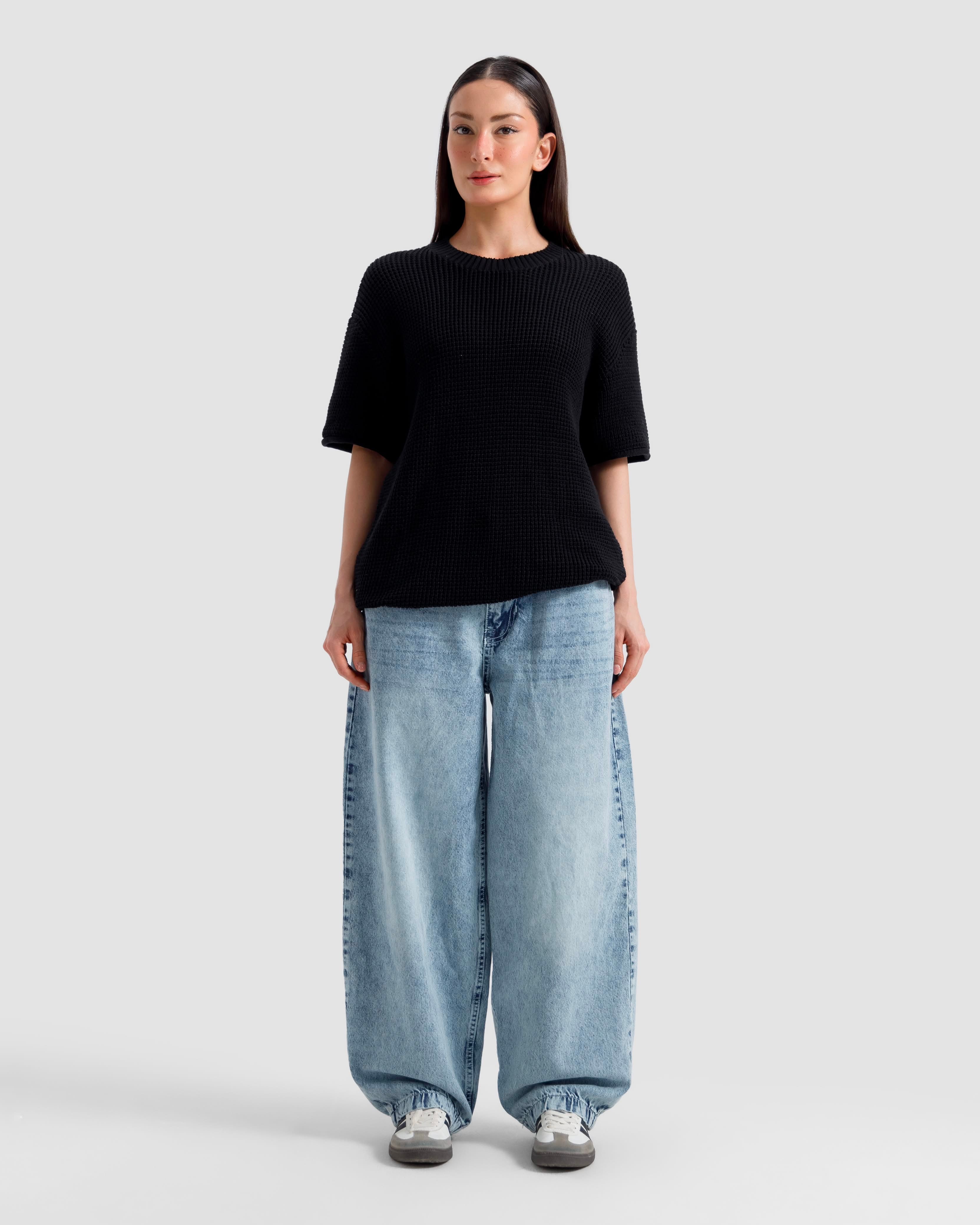 Relaxed Fit Textured Knit Tshirt