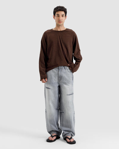 Washed Slub Textured Raglan Tshirt