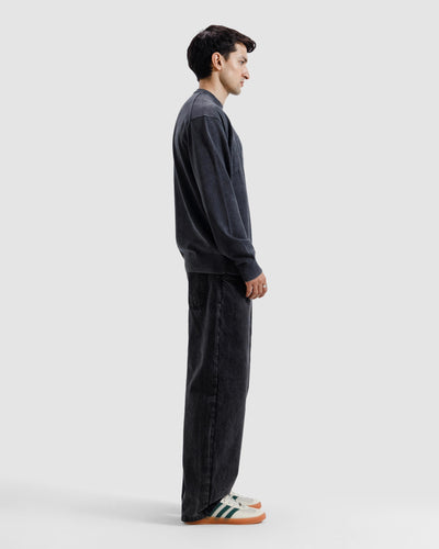 Washed Jacquard Text Knit Sweater