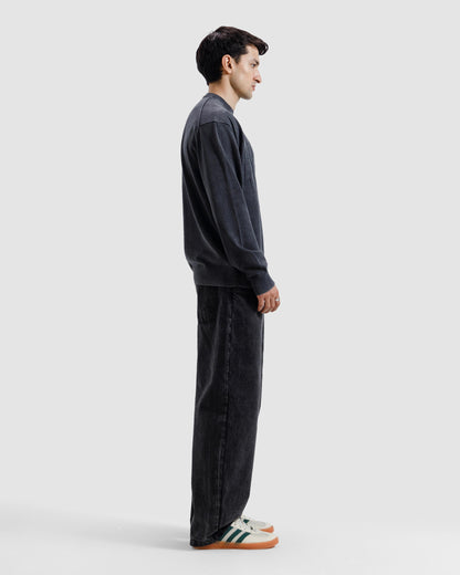 Washed Jacquard Text Knit Sweater